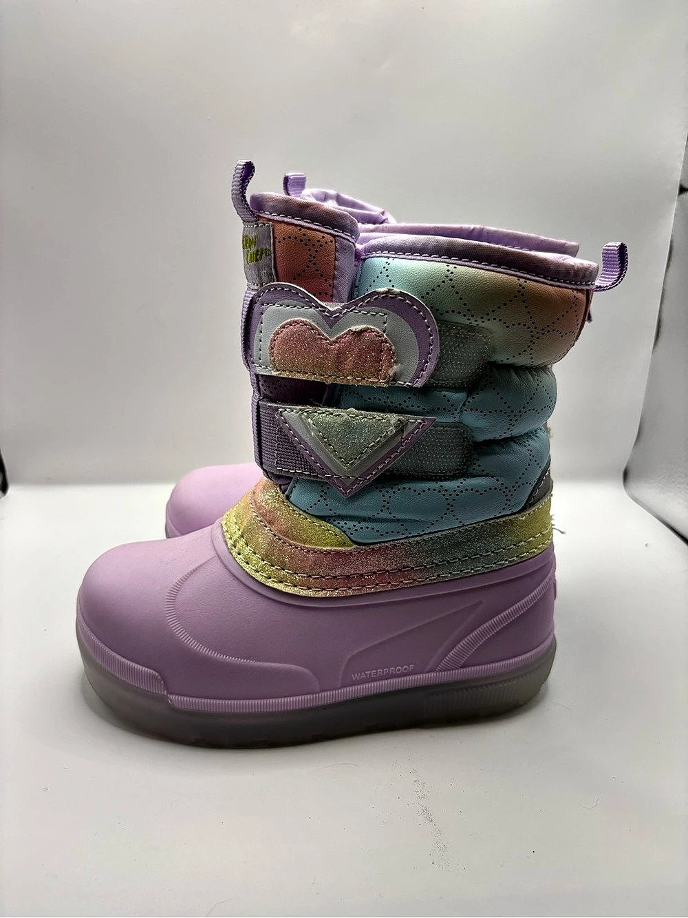 Western Chief Denali Lighted Faux Fur Boot Pink & Green Baby 8